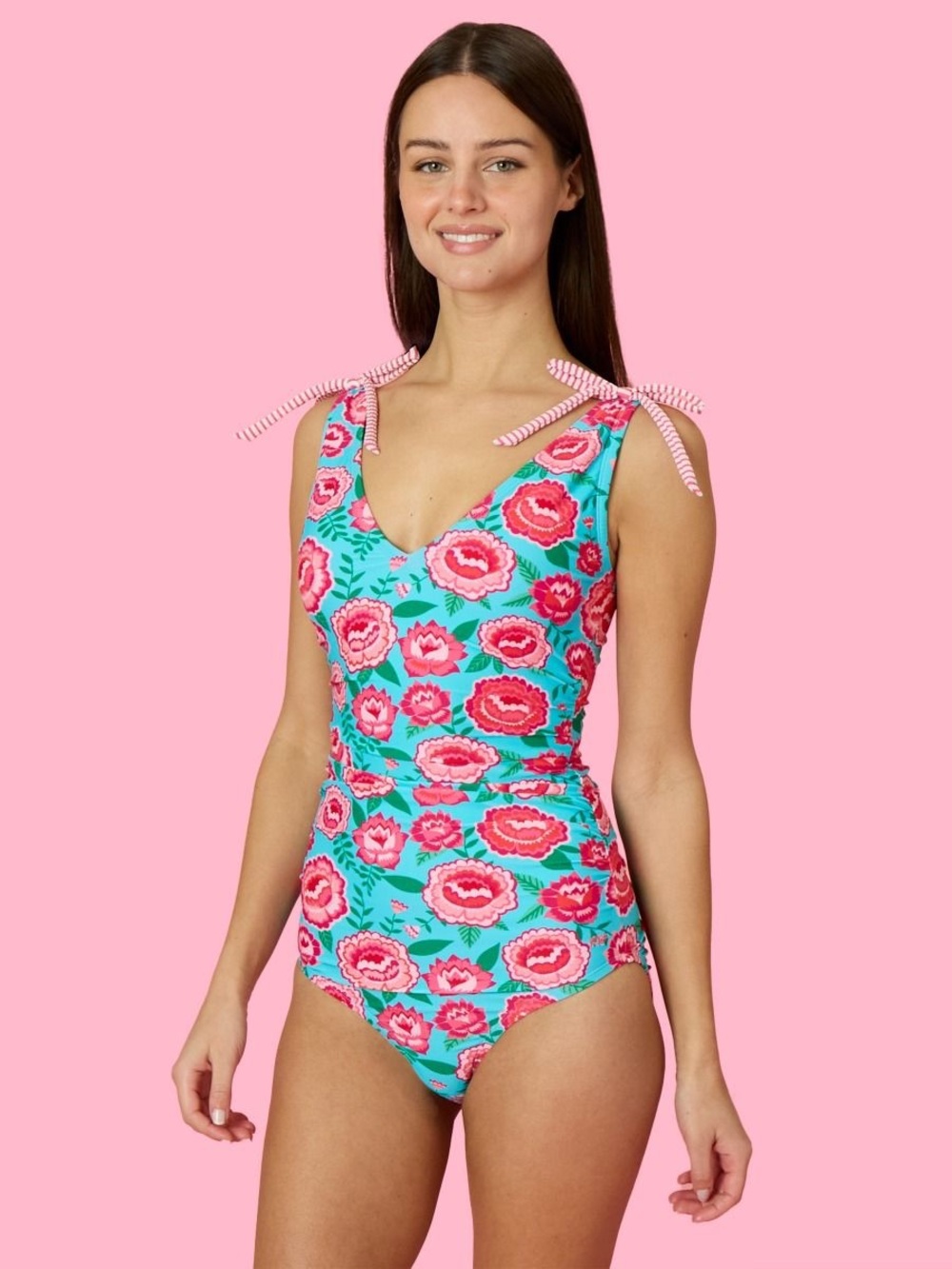 Ruffle Butts Floral Bright Blooms One-Piece Swim Suit - Sz M